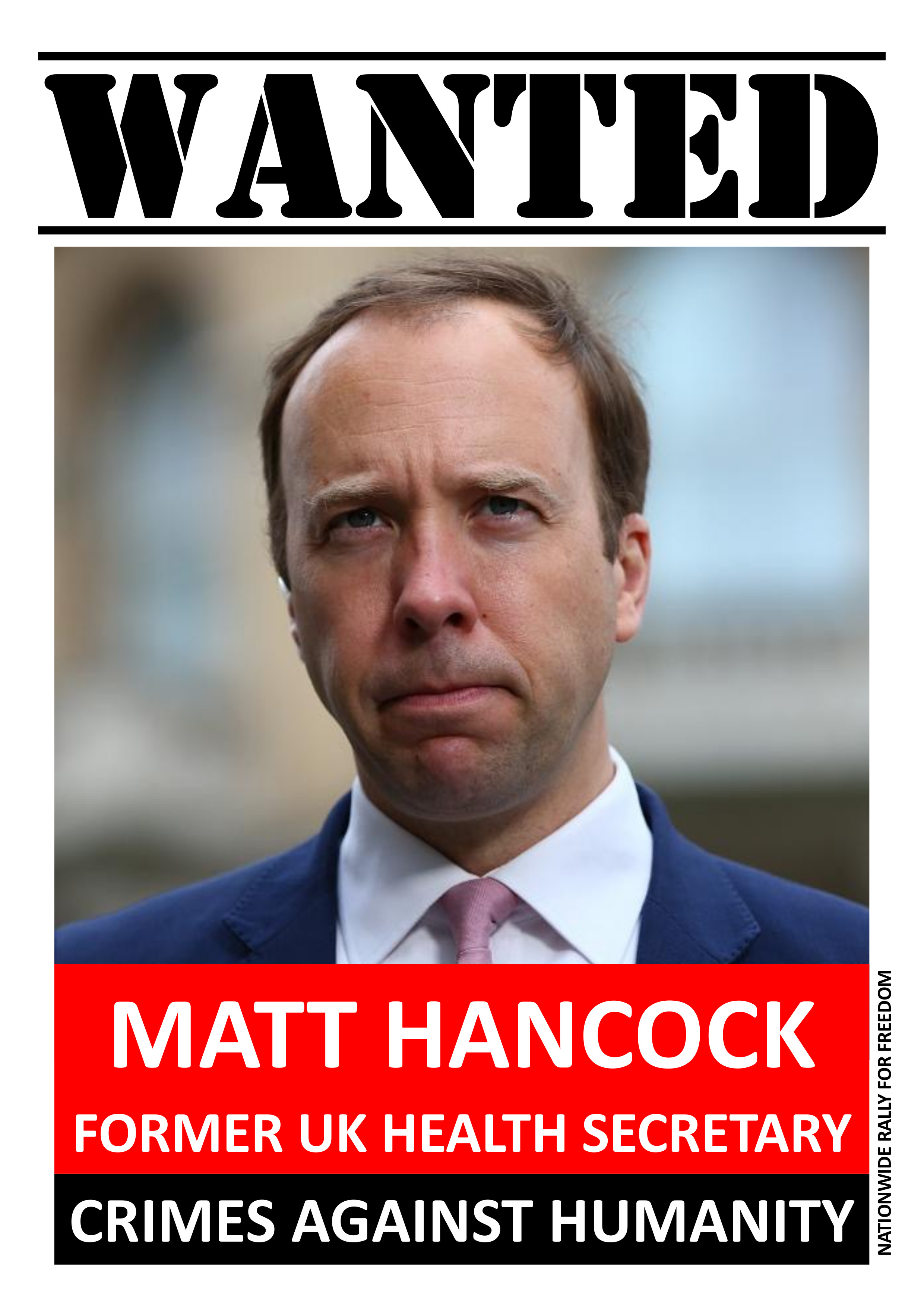 Matt Hancock is Wanted for multiple Crimes Against Humanity and needs to be held to account along with all of these criminal WEF puppets destroying our lives.